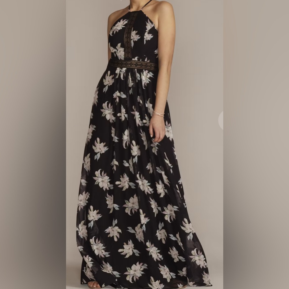 Floral Print Halter Neck Maxi Dress
